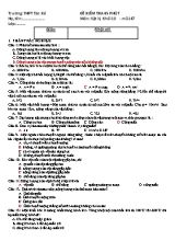 Bộ đề kiểm tra 45 phút môn Vật lý Lớp 10 - Trường THPT Tán Kế